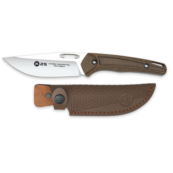 K25 Caramel Micarta Fixed Blade Fahrtenmesser 7Cr17MoV Stahl