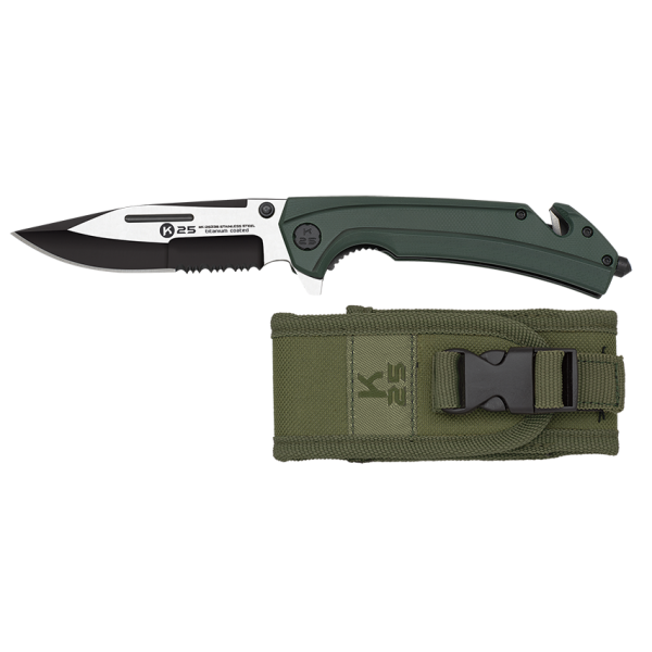 K25 Tactical Rescue Knife Rettungsmesser 7Cr17MoV Stahl Etui