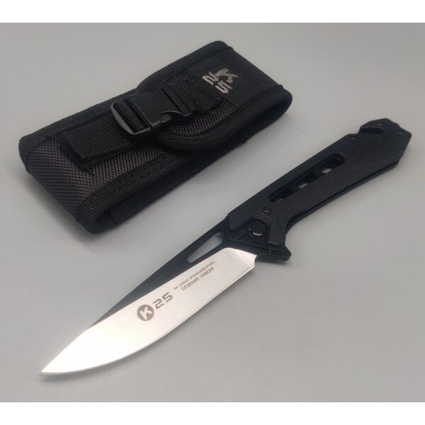 K25 großes taktisches Rettungsmesser Taschenmesser mit Titan Coating und Nylon Etui - 25242