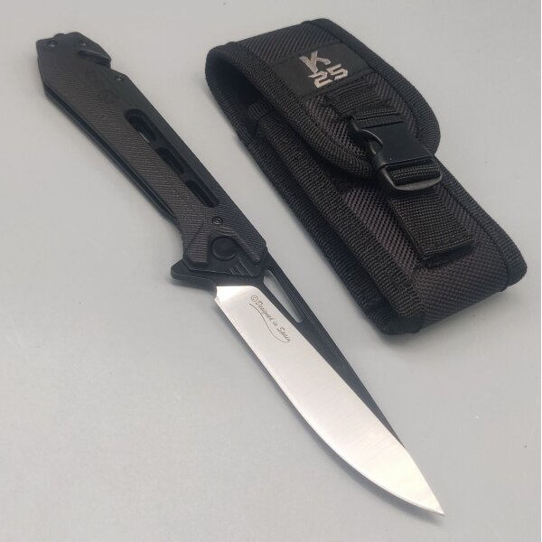 K25 großes taktisches Rettungsmesser Taschenmesser mit Titan Coating und Nylon Etui - 25242