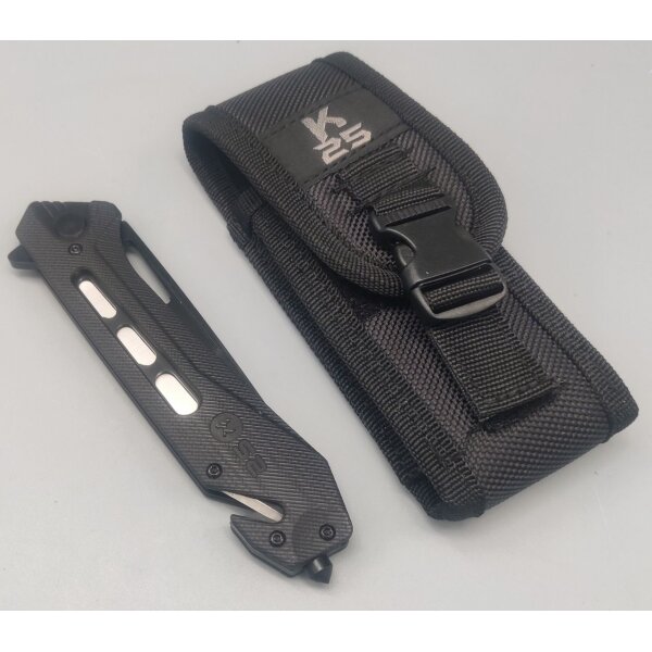 K25 großes taktisches Rettungsmesser Taschenmesser mit Titan Coating und Nylon Etui - 25242