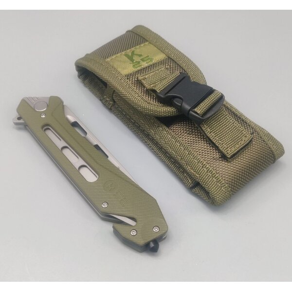 K25 Tactical Rescue Knife Rettungsmesser 7Cr17MoV Stahl Etui Green