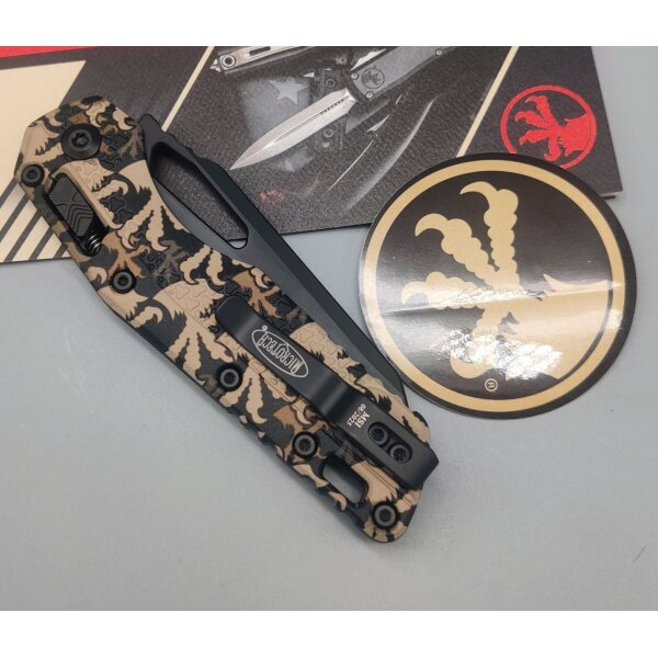Microtech MSI Ram-Lok M390MK Stahl und schwarzer Klingenbeschichtung Claw Camo