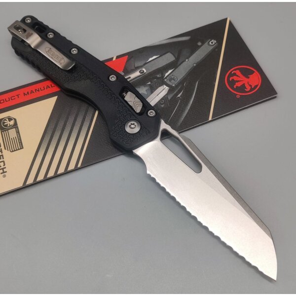 Microtech MSI Ram-Lok M390MK Stahl und Stonewash Finish Serrated