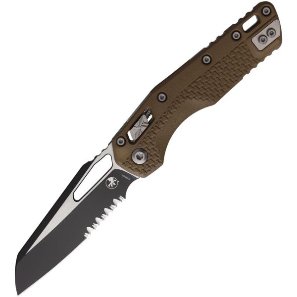 Microtech MSI Ram-Lok Tri Grip DE PS  Partial Serrated M390MK Stahl und Dark Earth Polymer Griff