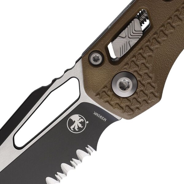 Microtech MSI Ram-Lok Tri Grip DE PS  Partial Serrated M390MK Stahl und Dark Earth Polymer Griff