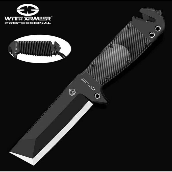 WithArmour Professional Preik Duty I-BK Tactical Knife Pry Knife D2 Stahl