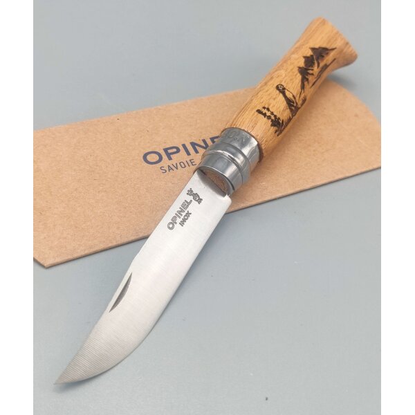 Opinel No. 8 Animalia Murmeltier Eichenholz Taschenmesser Virobloc®
