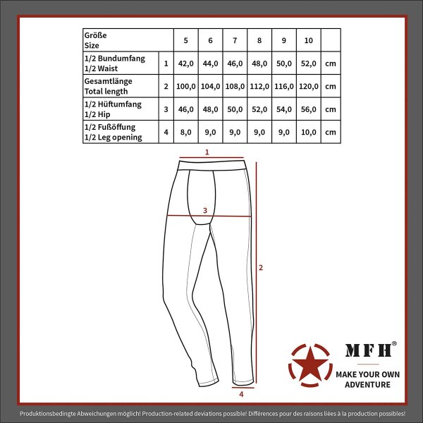 MFH BW Unterhose lang olive Größe 9 100% Baumwolle