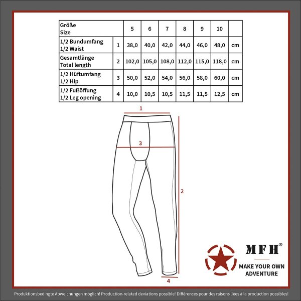 MFH BW Plüschunterhose lang oliv Größe 8 100% Baumwolle