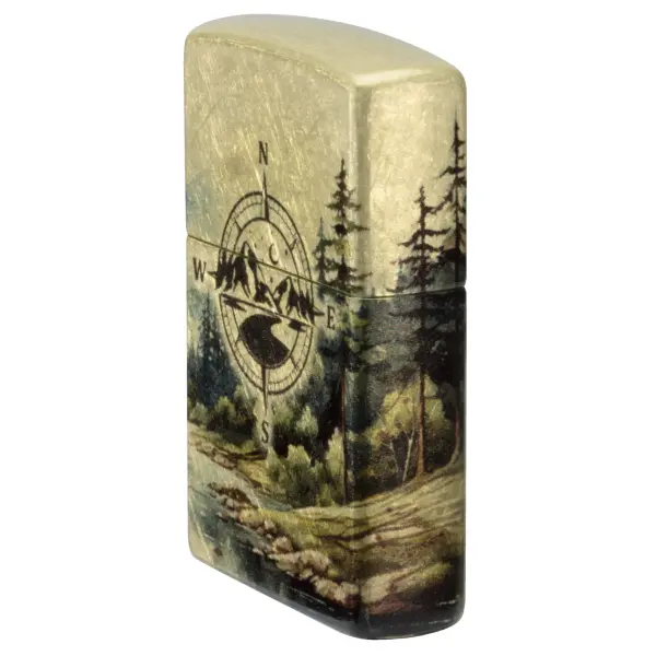 Zippo tumbled messing Compass Adventure Design 60007532 Wildnis als Aquarell