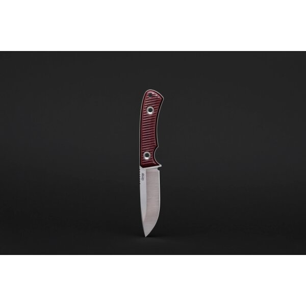 TRC Knives Polheim Limited Edition - 15 Anniversary Messer RWL-34 Stahl Maroon Micarta Lederscheide Handmade