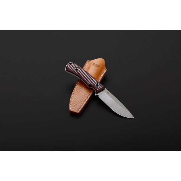 TRC Knives Polheim Limited Edition - 15 Anniversary Messer RWL-34 Stahl Maroon Micarta Lederscheide Handmade