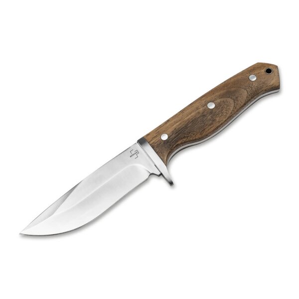 Böker Plus Walnut Drop Jagdmesser 14C28N Stahl Walnussholz Lederscheide