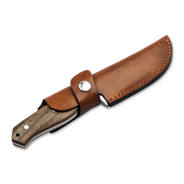 Böker Plus Walnut Drop Jagdmesser 14C28N Stahl Walnussholz Lederscheide