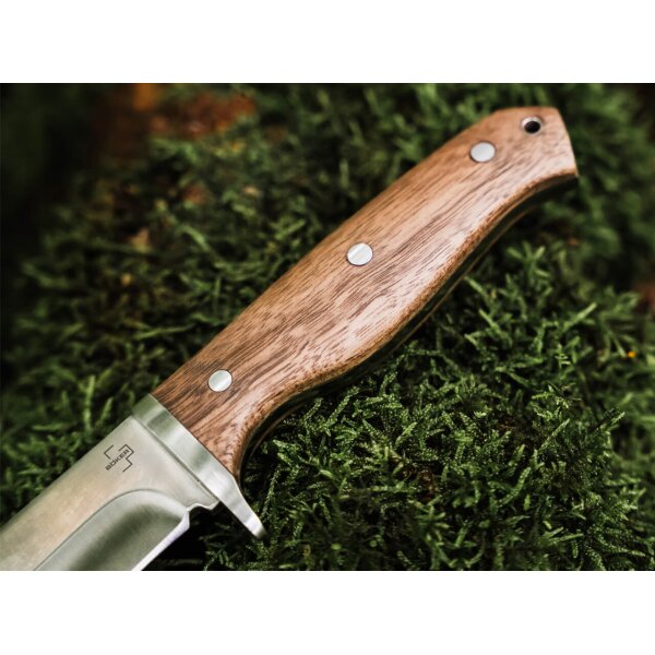 Böker Plus Walnut Drop Jagdmesser 14C28N Stahl Walnussholz Lederscheide