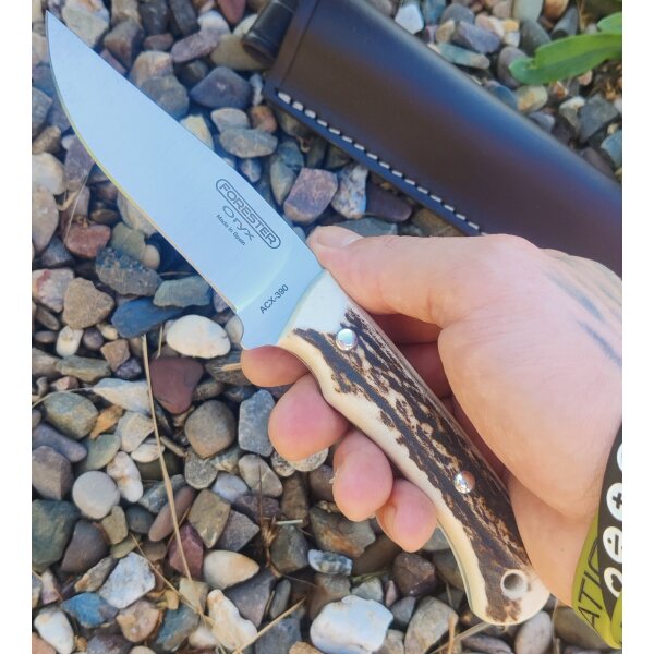J&V Forester Oryx Ciervo Jagdmesser ACX-390 Stahl Hirschhorngriff