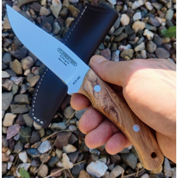 J&V Forester Oryx Olivo Jagdmesser ACX-390 Stahl Olivenholzgriff