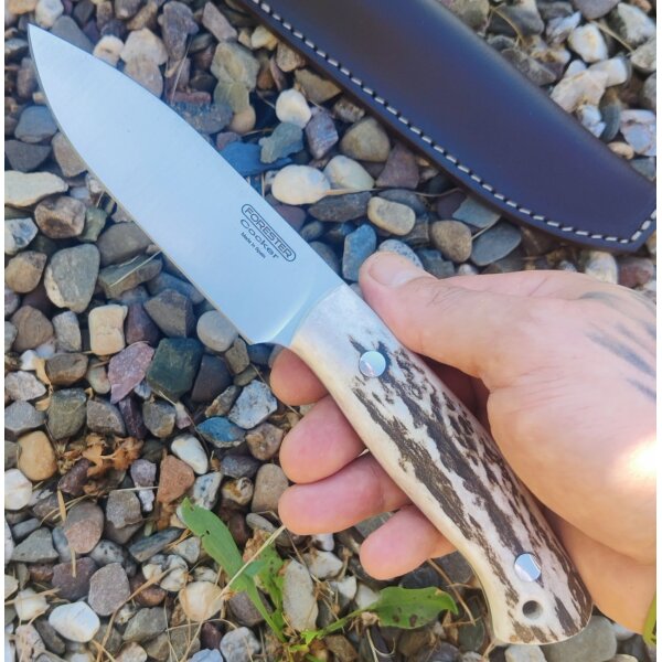 J&V Forester Cocker Ciervo Jagdmesser ACX-390 Stahl Hirschhorngriff