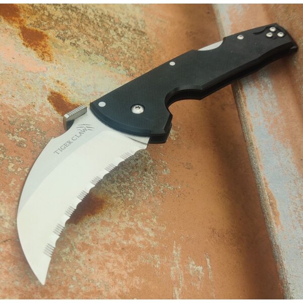 Cold Steel Tiger Claw Lynn Thompson Collection Karambit Tri-Ad Lock Serrated Edge Wellenschliff CTS XHP G10 Griff CHLT00072