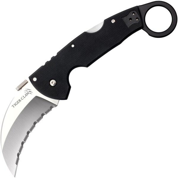 Cold Steel Tiger Claw Lynn Thompson Collection Karambit Tri-Ad Lock Serrated Edge Wellenschliff CTS XHP G10 Griff CHLT00072