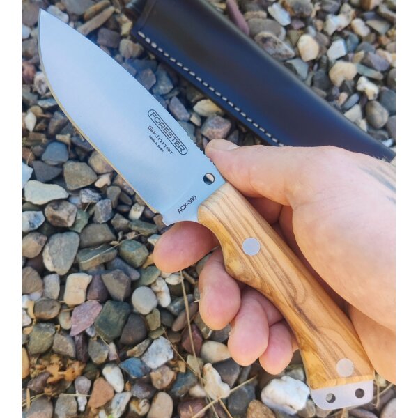 J&V Forester Skinner Olivo Jagdmesser ACX-390 Stahl Olivenholzgriff