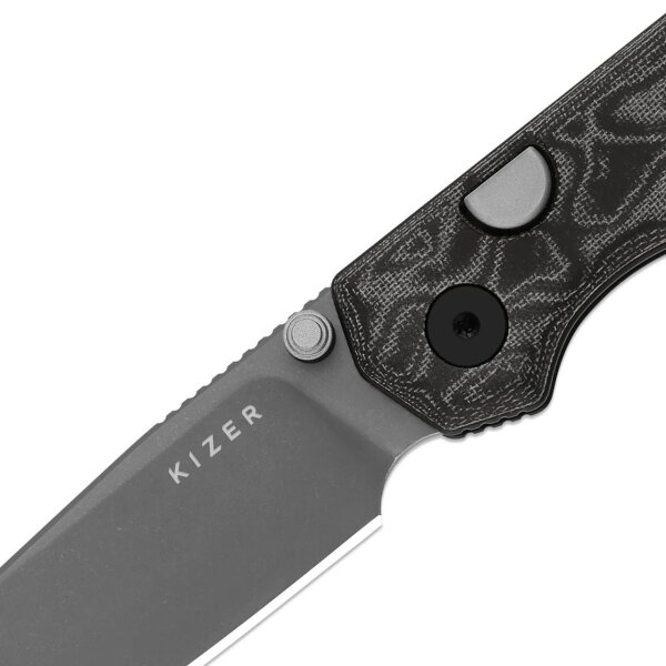 Kizer Messer Begleiter 2.9 Button Lock Folder BD1N Stahl Vortex Micarta Black