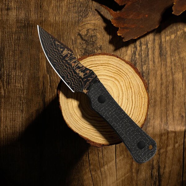 Kizer Bone Outdoormesser Copper Damast Stahl Micarta EDC