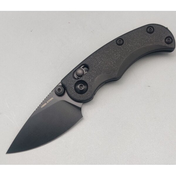 Real Steel Esca Crossbar Lock Folder All Black 12C27 Stahl GFN Griff