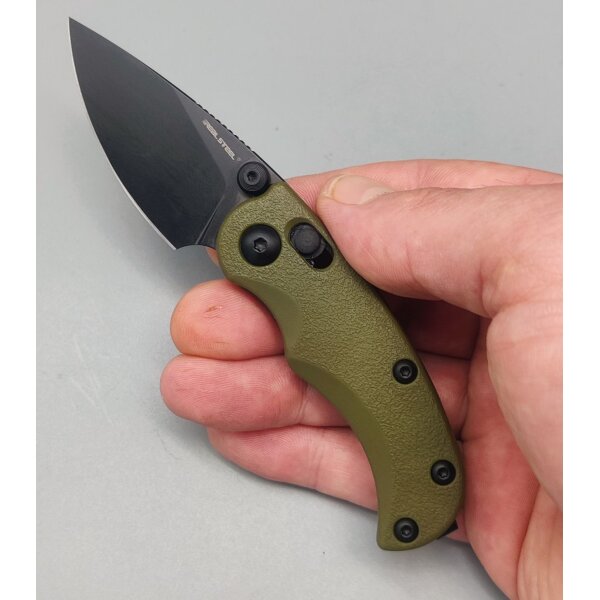 Real Steel Esca Crossbar Lock Folder Olive Green 12C27 Stahl GFN Griff