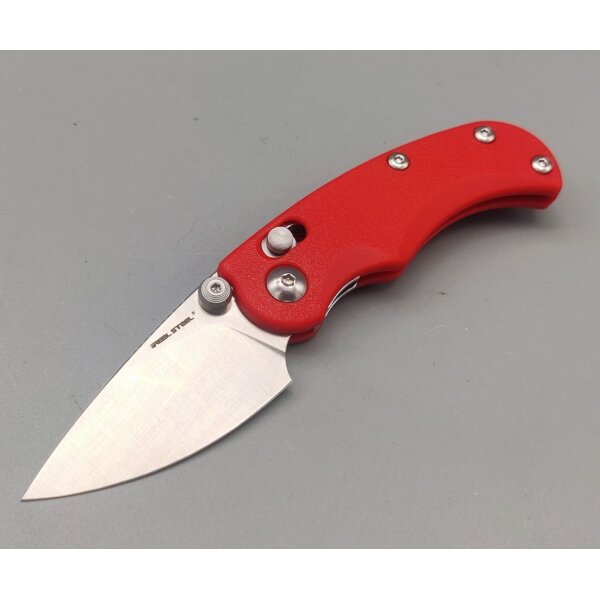 Real Steel Esca Crossbar Lock Folder Red 12C27 Stahl GFN Griff