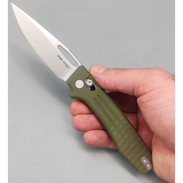 Real Steel Vena Crossbar Lock Folder Nitro-V Stahl G10 Integral Green