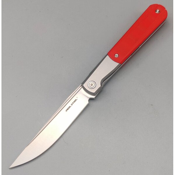 Real Steel RB-7 Essential 14C28N Stahl Framelock G10 Griff Grau-Rot
