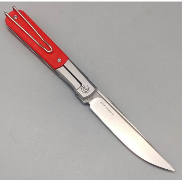 Real Steel RB-7 Essential 14C28N Stahl Framelock G10 Griff Grau-Rot