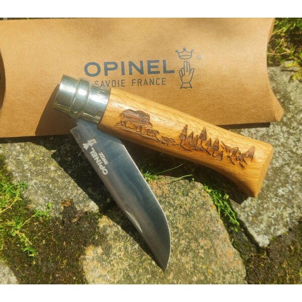 Opinel Messer No. 08 Animalia Wildschwein Eiche französisches Taschenmesser Messer