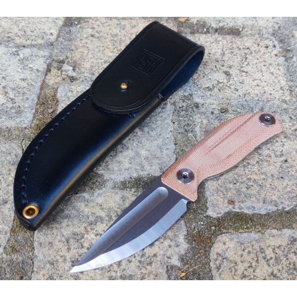 Real Steel CDX-85 Convex Grind 14C28N Klinge Outdoormesser Beadblasted Brauner Micarta Griff