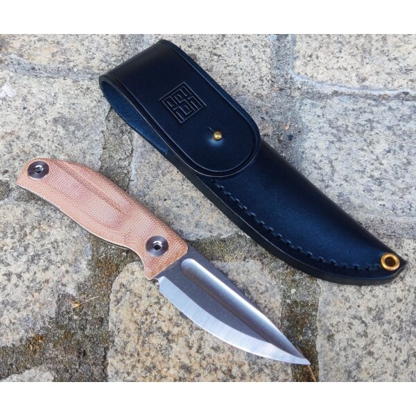 Real Steel CDX-85 Convex Grind 14C28N Klinge Outdoormesser Beadblasted Brauner Micarta Griff