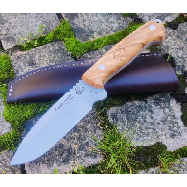 J&V Forester Knives Celtibero 2.0 Olivo Outdoormesser MoVa Stahl Lederscheide Limited Edition