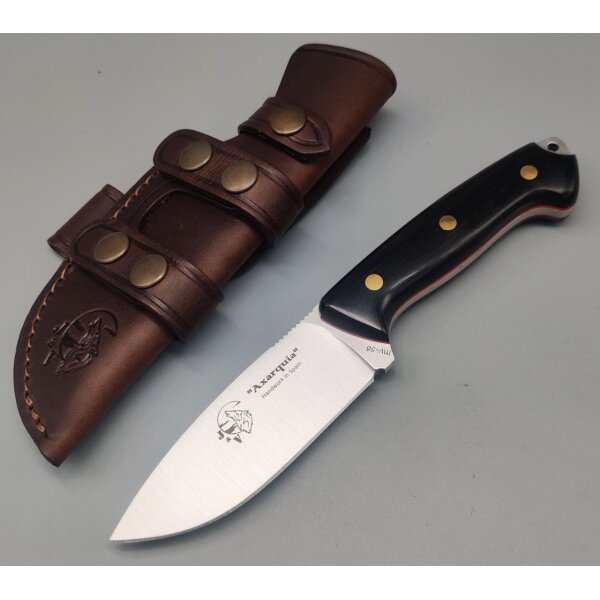 J&V Axarquia Granadillo Outdoormesser MoVa Stahl Grenadillholz Lederscheide