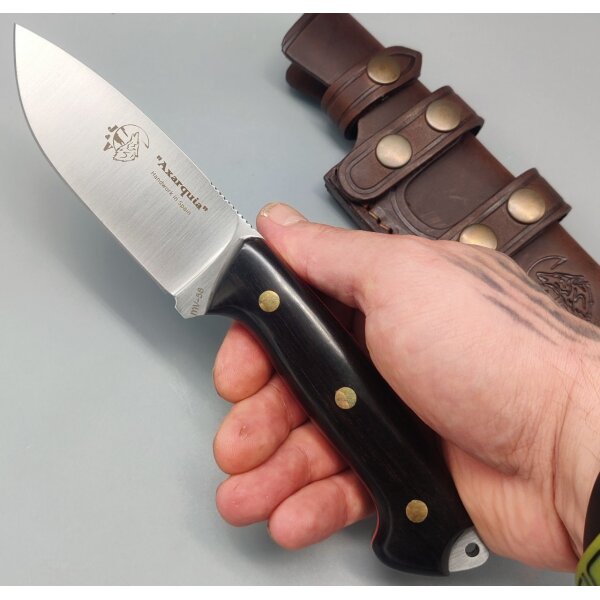 J&V Axarquia Granadillo Outdoormesser MoVa Stahl Grenadillholz Lederscheide