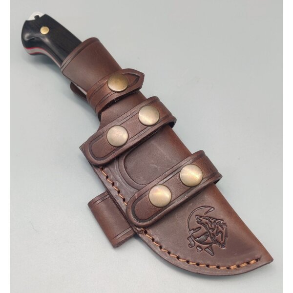 J&V Axarquia Granadillo Outdoormesser MoVa Stahl Grenadillholz Lederscheide