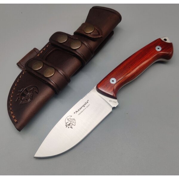 J&V Axarquia Cocobolo Outdoormesser MoVa Stahl Cocoboloholz Lederscheide