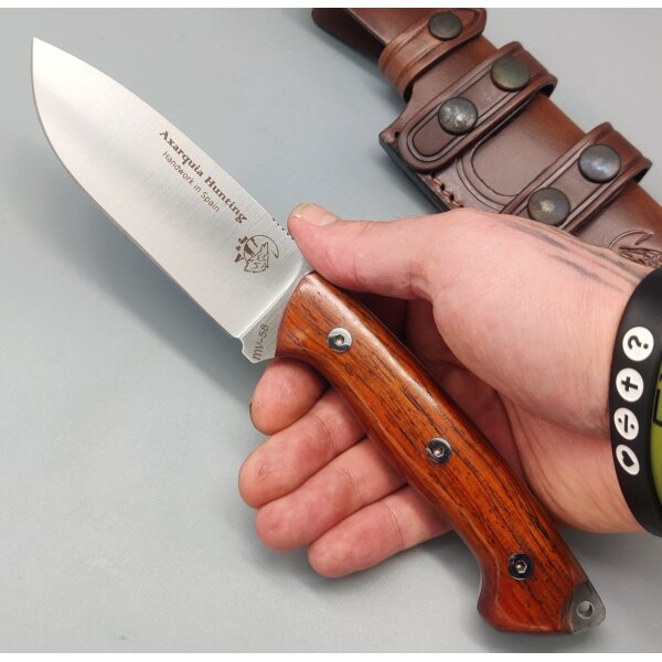 J&V Axarquia Hunting Cocobolo Outdoormesser MoVa Stahl Holz Lederscheide