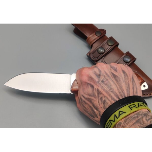 J&V Axarquia Hunting Cocobolo Outdoormesser MoVa Stahl Holz Lederscheide