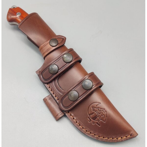 J&V Axarquia Hunting Cocobolo Outdoormesser MoVa Stahl Holz Lederscheide
