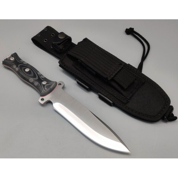 J&V Messer Combat Satin Micarta Negra MoVa Stahl Outdoormesser