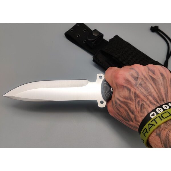 J&V Messer Combat Satin Micarta Negra MoVa Stahl Outdoormesser