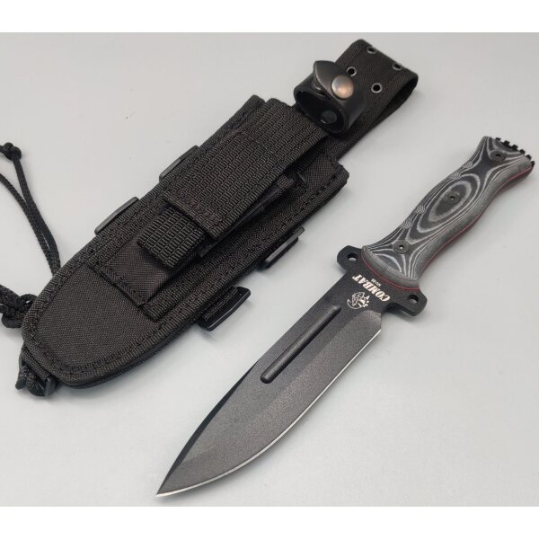 J&V Messer Combat Negra Micarta Negra MoVa Stahl Outdoormesser