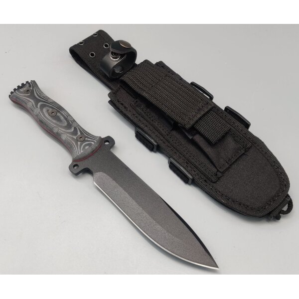 J&V Messer Combat Negra Micarta Negra MoVa Stahl Outdoormesser