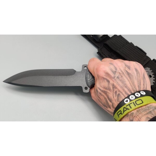 J&V Messer Combat Negra Micarta Negra MoVa Stahl Outdoormesser